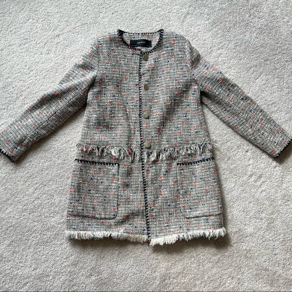 Zara Basic Collection Tweed Long Jacket - image 1